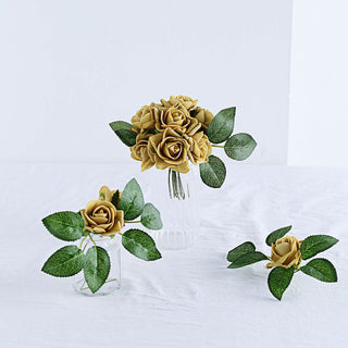 Elegant Gold Artificial Foam Roses for Stunning Event Decor
