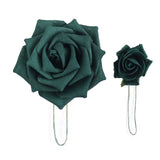 24 Roses | 2inch Hunter Emerald Green Artificial Foam Flowers With Stem Wire and Leaves