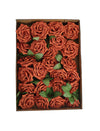 24 Roses | 5inch Terracotta Artificial Foam Flowers With Stem Wire and Leaves