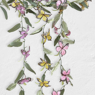 Enchanting Floral Elegance - Faux Butterfly Flowers Garland with Willow Leaves