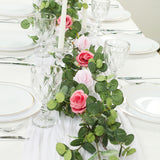 6ft Artificial Eucalyptus Garland with Blush/Dusty Rose Silk Roses