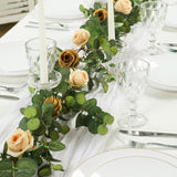 6ft Artificial Eucalyptus Garland with Cream/Gold Silk Roses