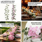 5.5-ft artificial silk hydrangea garland for elegant wedding decor.