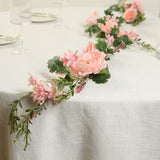 6ft Blush Silk Rose Peony Flower Garland, Mixed Floral Greenery Garland