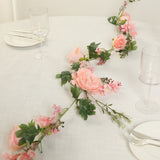 6ft Blush Silk Rose Peony Flower Garland, Mixed Floral Greenery Garland