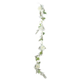 6ft White Silk Rose Peony Flower Garland, Mixed Floral Greenery Garland#whtbkgd