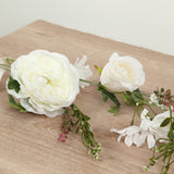 6ft White Silk Rose Peony Flower Garland, Mixed Floral Greenery Garland