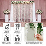 White silk wisteria garland wedding backdrop with draped floral arch
