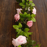 2 Pack 7ft Blush Dusty Rose Artificial Silk Flower Garland Rose Vines 26 Flower Heads
