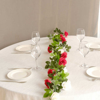 <strong>Red Ivory Silk Rose Flower Garland</strong>