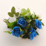 2 Pack 7ft White Royal Blue Artificial Silk Flower Garland Rose Vines 26 Flower Heads#whtbkgd
