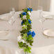 2 Pack 7ft White Royal Blue Artificial Silk Flower Garland Rose Vines 26 Flower Heads