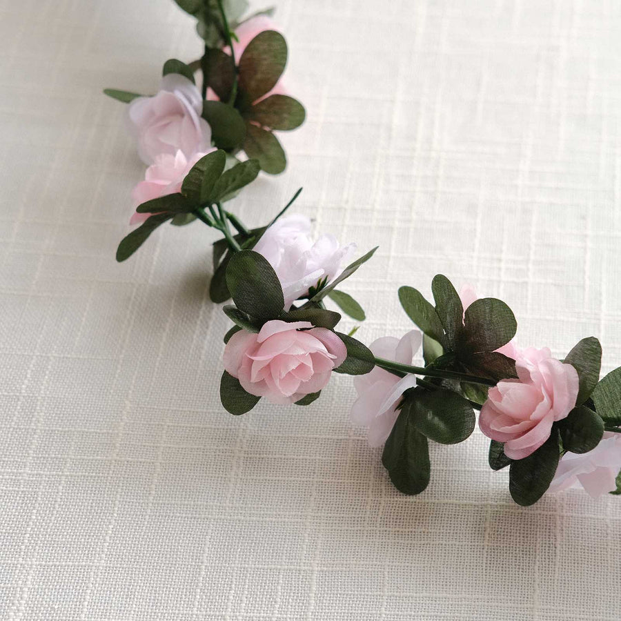 2 Pack 8ft Blush Dusty Rose Artificial Silk Flower Garland Rose Vines