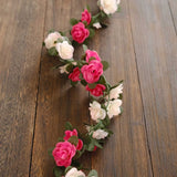 2 Pack 8ft Blush Fuchsia Artificial Silk Flower Garland Rose Vines