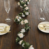 2 Pack 8ft Cream Ivory Artificial Silk Flower Garland Rose Vines with 45 Flower Heads