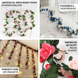 2 Pack 8ft White Royal Blue Artificial Silk Flower Garland Rose Vines