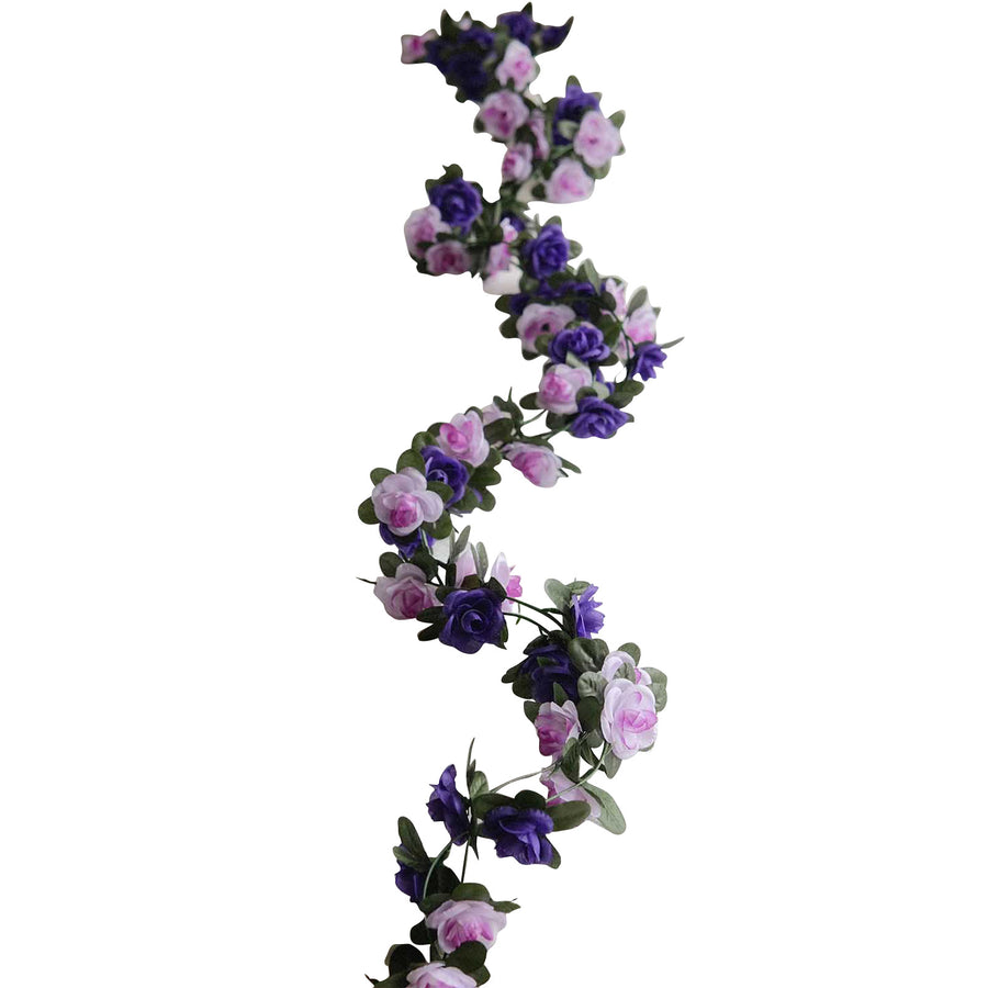 2 Pack 8ft Lavender Lilac Purple Artificial Silk Flower Garland Rose Vines#whtbkgd