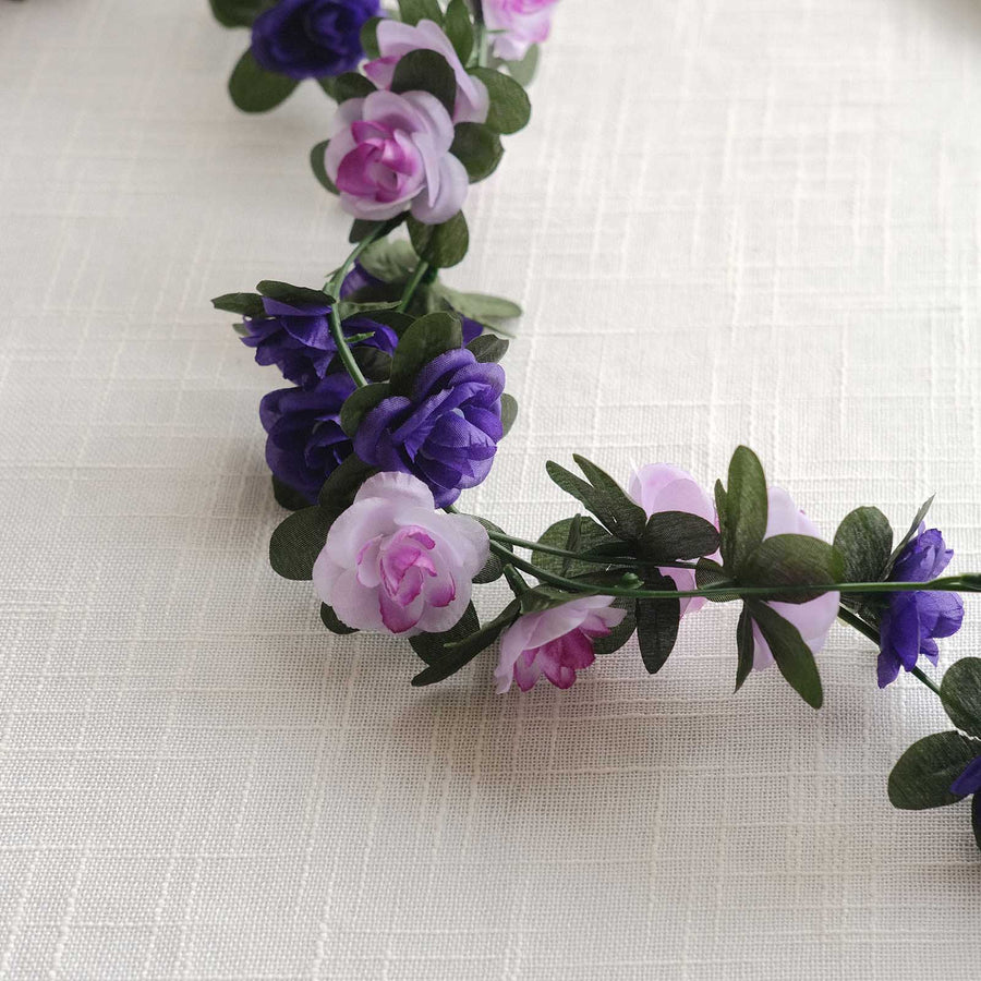 2 Pack 8ft Lavender Lilac Purple Artificial Silk Flower Garland Rose Vines