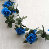 2 Pack 8ft White Royal Blue Artificial Silk Flower Garland Rose Vines
