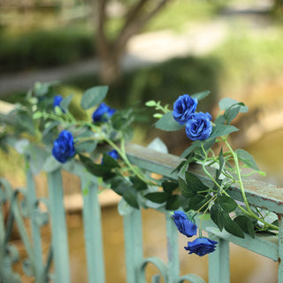 Enhance Your Décor with Royal Blue Artificial Silk Roses Flower Garland