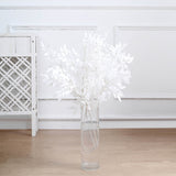 2 Bushes | 42inch Tall White Artificial Silk Beech Leaf Branches, Faux Plant Stem Vase Fillers