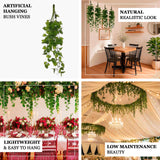 3-Pack Hanging Bush Vines - 3ft Artificial Greenery, Cottonwood Leaves for Walls, Arches & Event