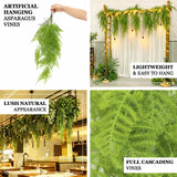 Artificial asparagus hanging vines featuring realistic foliage for backdrop styling and ceiling d...