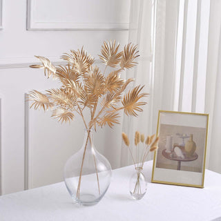 Add Glamour to Your Decor with Metallic Gold Artificial Palm Leaf Branches