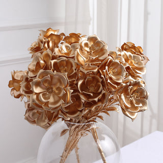 Create a Magical Atmosphere with Metallic Gold Faux Rose Bouquets