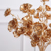 3 Pack Metallic Gold Decorative Faux Rose Flower Branches, Artificial Floral Sprays - 22inch#whtbkgd