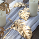 7ft Metallic Gold Artificial Monstera Leaf Hanging Vine Plant, Faux Tropical Jungle Table Garland#whtbkgd