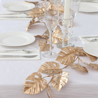 Add a Touch of Elegance with the 7ft Metallic Gold Artificial Monstera Leaf Hanging Vine Plant