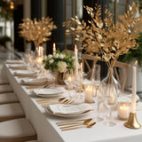 4 Pack Gold Metallic Artificial Leaf Sprays 33inch Italian Ruscus Branches Plastic Greenery Decor