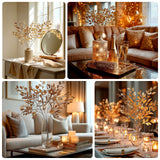 4 Pack Gold Metallic Artificial Leaf Sprays 33inch Italian Ruscus Branches Plastic Greenery Decor