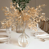 4 Pack Gold Metallic Artificial Leaf Sprays 33inch Italian Ruscus Branches Plastic Greenery Decor