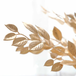Crafting Magical Moments with Fake Metallic Gold Ruscus Leaf Stems