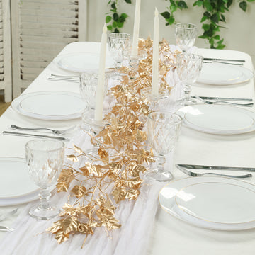 6.5ft Metallic Gold Artificial Ivy Leaves Garland - Hanging Vine for Table, Arch & Backdrop Decor