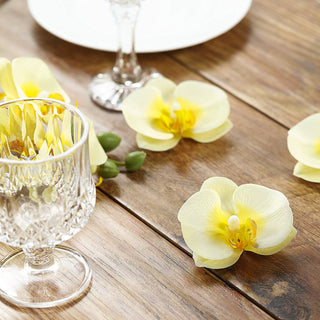 Brighten Up Your Space with 20 Flower Heads of Yellow Artificial Silk Orchids