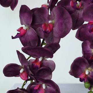 Timeless Beauty: 2 Stems | 40" Tall Eggplant Artificial Silk Orchid Flower Bouquets