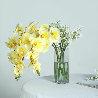 Elegant White/Yellow Artificial Silk Orchid Flower Bouquets