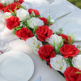 Radiant Red Ivory Floral Table Runner for Any Occasion
