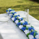 6 Pack White Royal Blue Silk Rose Flower Panel Table Runner, Artificial Floral Arrangements
