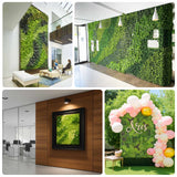 Artificial Boxwood Greenery Wall Panels, 40\"×40\" Grass Panels with Variegated Leaves White Flower