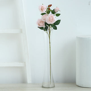 Add a Touch of Elegance with Blush Artificial Silk Long Stem Rose Bush