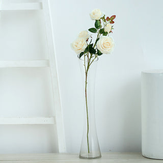 Add Elegance to Your Décor with Ivory Artificial Silk Rose Flower Bush Stems