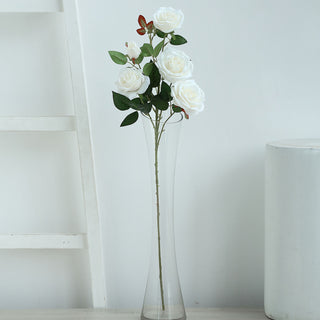 Add Elegance to Any Space with White Artificial Silk Rose Flower Bush Stems