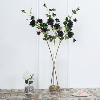 Elegant and Timeless: Black Artificial Silk Rose Flower Bouquet Bushes