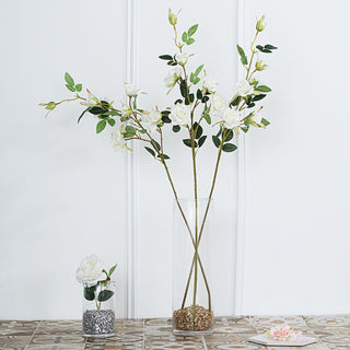 Add Elegance to Your Space with Cream Artificial Silk Rose Flower Bouquet Bushes
