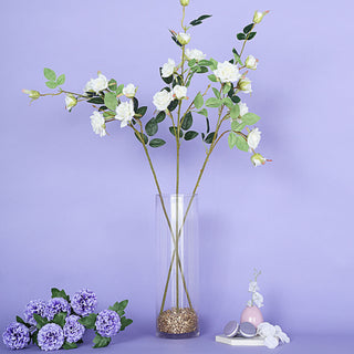 Add Timeless Beauty with Cream Artificial Silk Rose Flower Bouquet Bushes