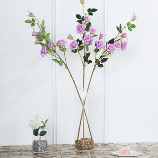 Lavender Lilac Artificial Silk Rose Flower Bouquet Bushes